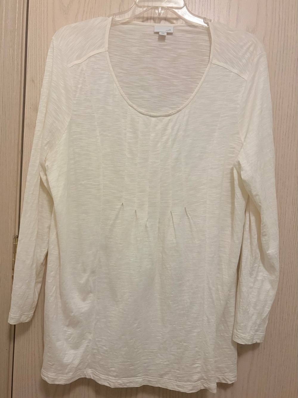 J. Jill Cream Lightweight Cotton Long-Sleeve Scoop Neck Top